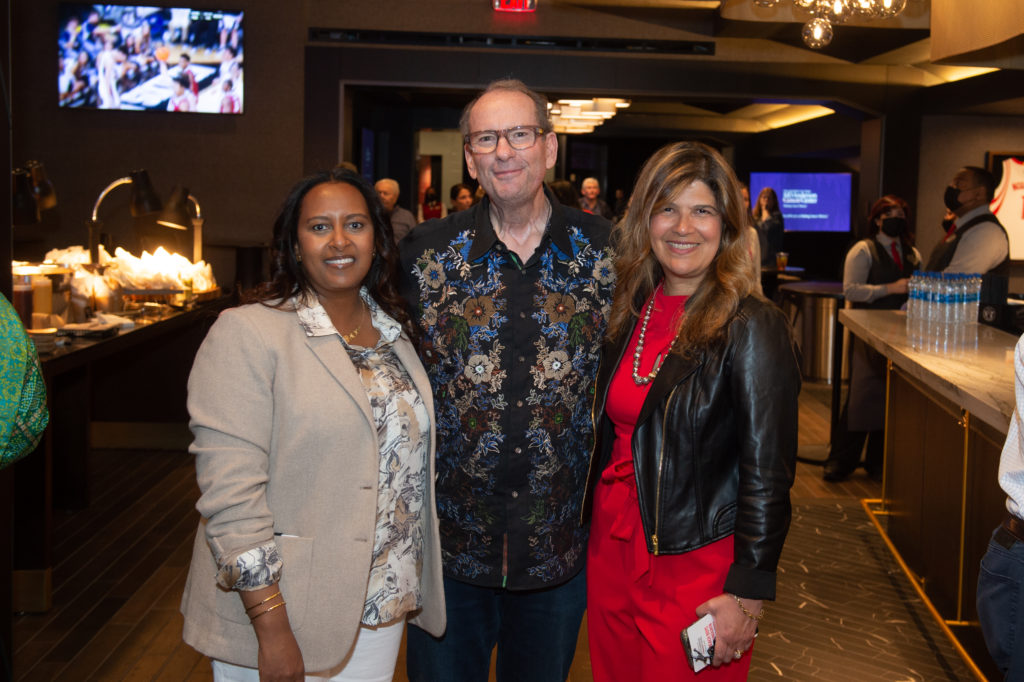 MD Anderson Chief Medical Executive Dr. Welela Tereffe, Jeffrey Foskett. Rosanna Morris, MD Anderson Chief Operating Officer at the cancer center's 80th anniversary celebration. (Photo courtesy of MD Anderson)