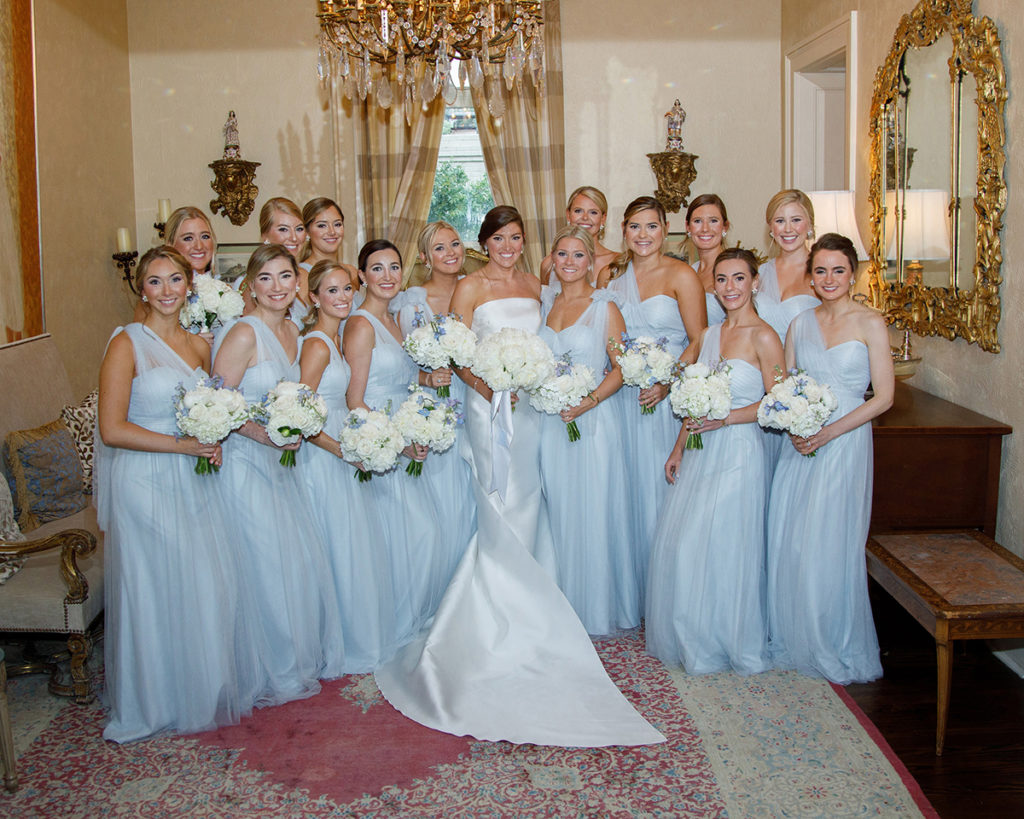 The Maids of Honor were Jenna Belle Fuhrmann and Carlyle Ivy Fuhrmann. The Bridesmaids were: Averie Thomas, Carrie Hancock, Cecelia Swanson, Claudia Hendry, Felicia Mannix, Hannah Bakke, Karey Tylman, Kelsey Mantz, Lilly Calvert, Peyton Kennington, Sadie Lawrence, Spencer Pevahouse, and Tricia Gregory. (Photo by David Sixt Photography)