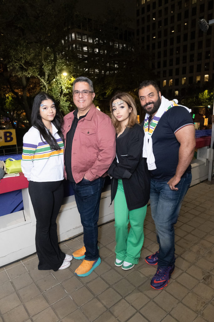 Nicole Rodriguez, Dr. Roland Maldonado, Hannah Sohrabi, Kayvon Sohrabi at the Krewe of Hermes parade viewing party  (Photo by Daniel Ortiz)