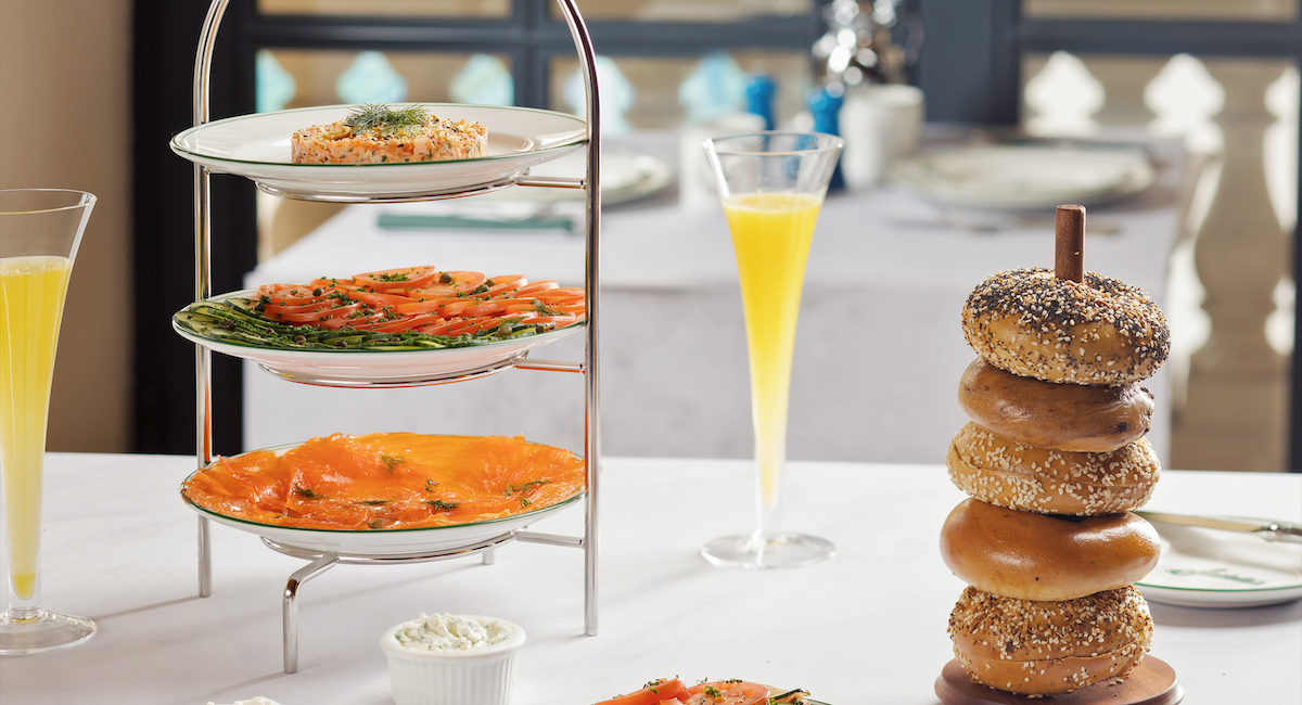 Sadelle’s LV House Salmon and Salmon Salad Tower with signature bagels 1