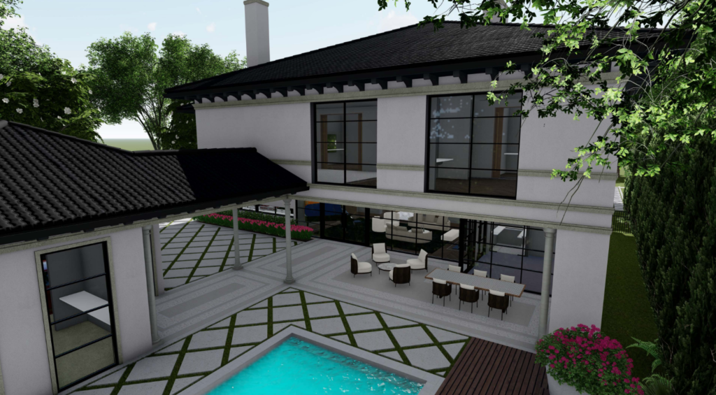 The rear outdoor sanctuary is sure to impress during entertaining (courtesy Douglas Elliman Real Estate).