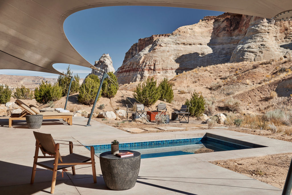 The Camp Sarika pavilions are literally built into the picturesque rock formations. (Photo courtesy of Camp Sarika)