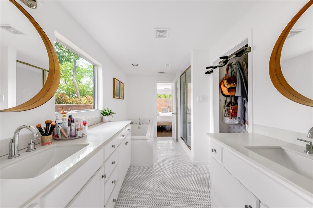The master bathroom leads to a walk-in closet. 