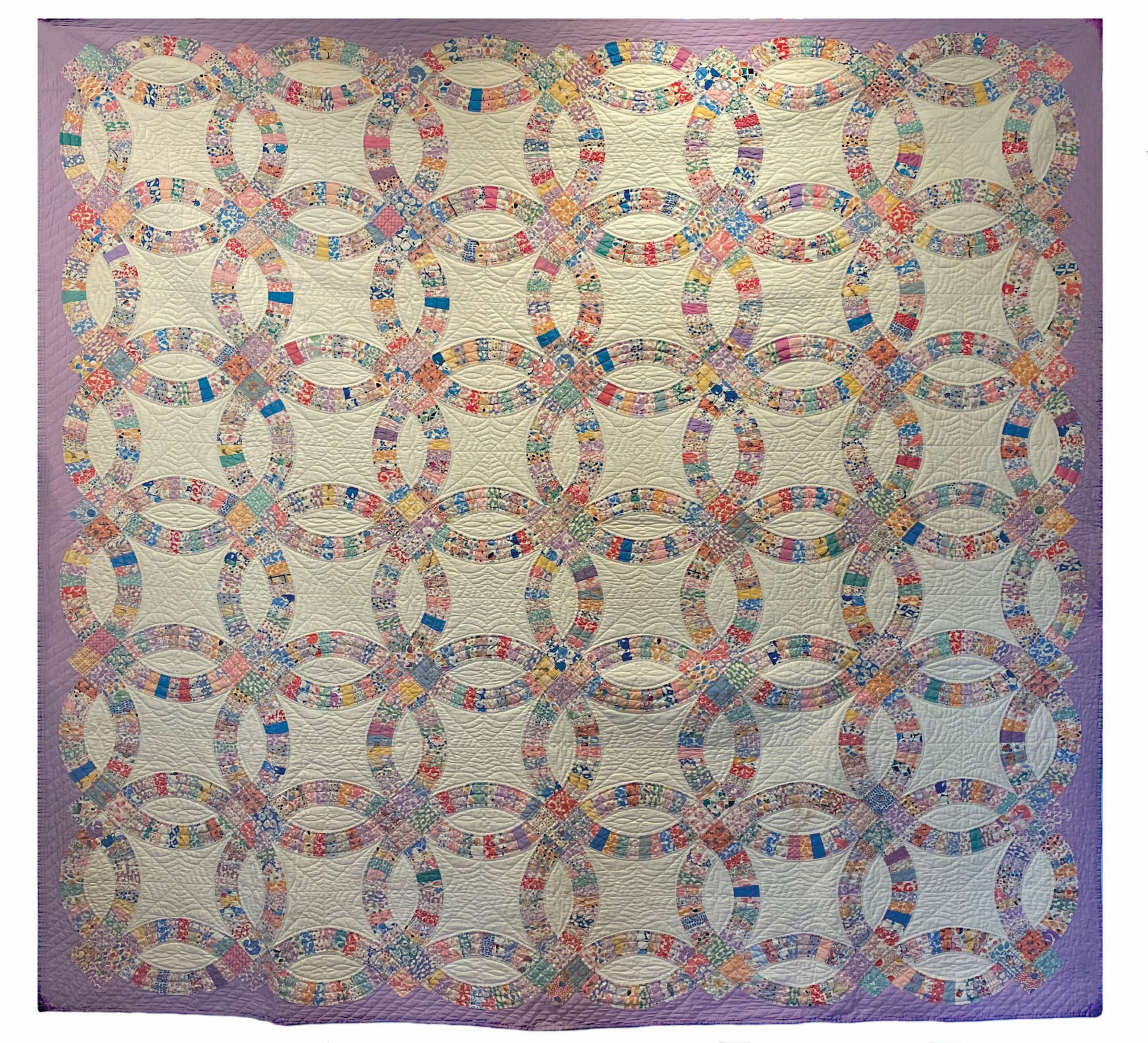 This circa-1939 double-ring quilt originated in Kansas, donated by Festival Hill founder and acclaimed pianist James Dick for the music institute's first-ever gala silent auction.