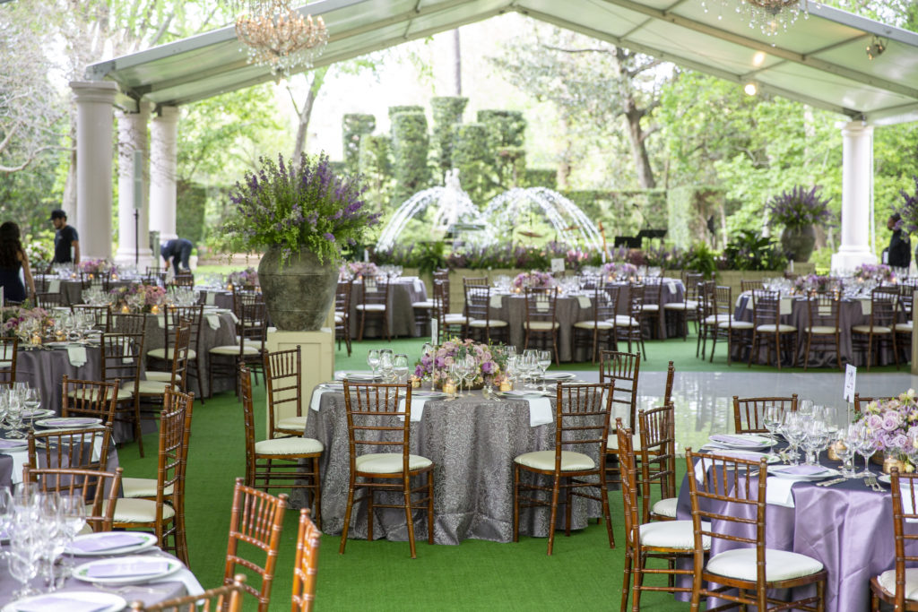 The party tent erected for the Bayou Bend Garden party was dressed in shades of lavender. (Photo by Jenny Antill)