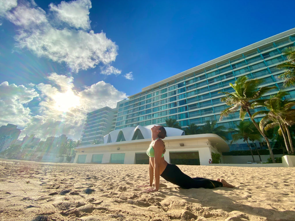 Yoga on the beach at La Concha Resort. (photo by Kira MacLean)