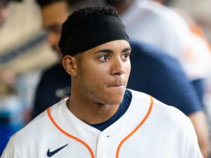 Jeremy Pena Houston Astros received their AL Championship rings before they faced the Los Angles Angels of Anaheim, Monday,