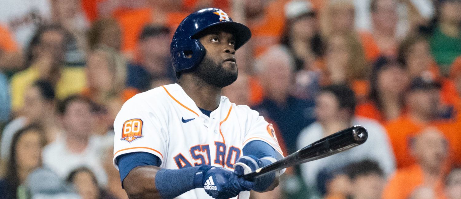 Yordan Alvarez Houston Astros received their AL Championship rings before they faced the Los Angles Angels of Anaheim, Monday,