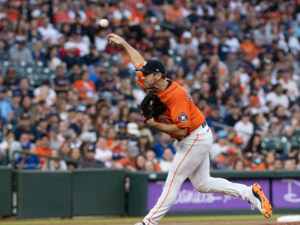 Houston Astros with Justin Verlander pitching, lost to the Toronto But Jays, Friday night April 22, 2022 the Los Angles Angels of Anaheim at Minute Maid Park