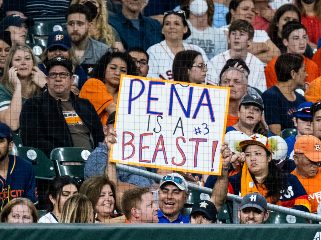 Rookie shortstop Jeremy Pena is already becoming a major Houston Astros fan favorite. (Photo by F. Carter Smith)