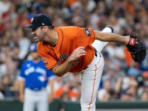 Houston Astros with Justin Verlander pitching, lost to the Toronto But Jays, Friday night April 22, 2022 the Los Angles Angels of Anaheim at Minute Maid Park