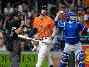 Houston Astros with Justin Verlander pitching, lost to the Toronto But Jays, Friday night April 22, 2022 the Los Angles Angels of Anaheim at Minute Maid Park