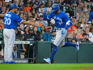 Houston Astros faced former Astros George Springer, who hit a home run in his first at-bat for the Toronto Blue Jays,  at Minute Maid Park.