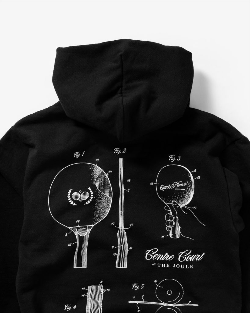 The back of the Centre Court hoodie ($100), designed by Reid Glaze. 