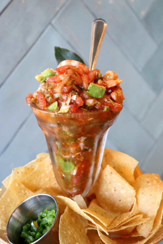 The dish, Campechana de Mariscos, is a signature at all the Goode Company seafood restaurants including the new Goode Co. Fish Camp in the Woodlands. (Photo by Paula Murphy)