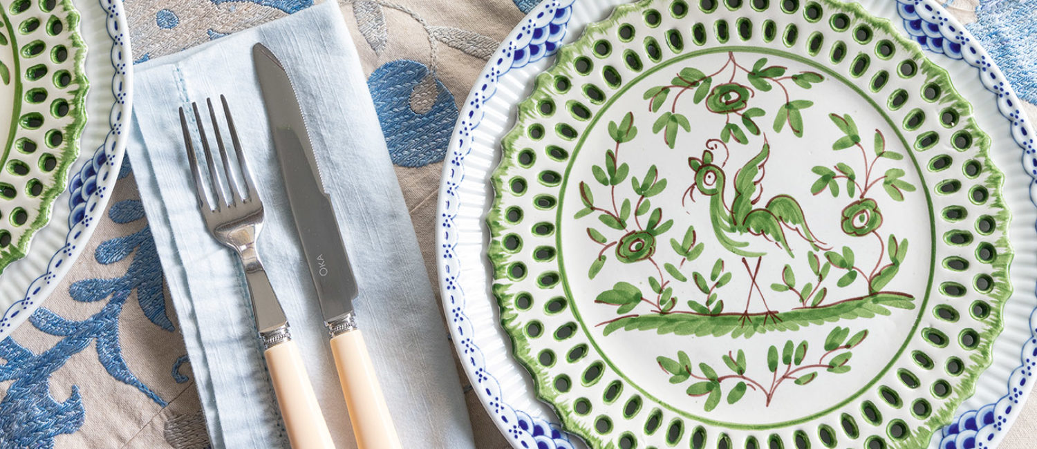 Ariel Okin’s table with a vintage suzani as a tablecloth is part of the illustrated talk and book signing at Longoria Collection, Thursday, 10 am.