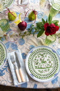 Ariel Okin’s table with a vintage suzani as a tablecloth is part of the illustrated talk and book signing at Longoria Collection, Thursday, 10 am.