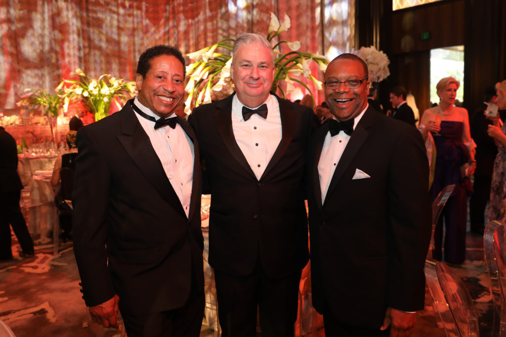 David Rainey, Butch Mach, Shawn Hamilton at the Alley Theatre 75th anniversary gala (Photo by Priscilla Dickson)