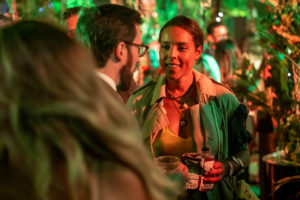 Jessica Nowitzki making conversation amongst the flora and fauna at The Eye Ball