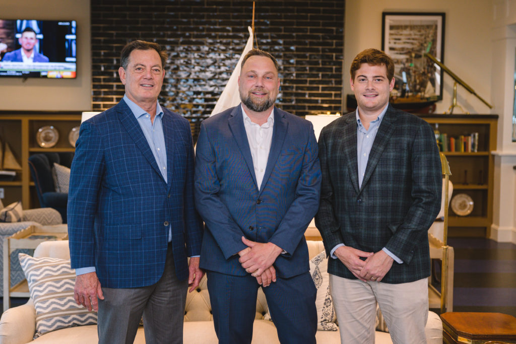 The Tradition founder and CEO Jonathan Perlman, regional director of marketing and leasing Martijn Hoffmans, and vice president Holt Perlman at the open house at the glamorous senior living residences The Tradition on Buffalo Speedway. (Photo by Johnny Tran)