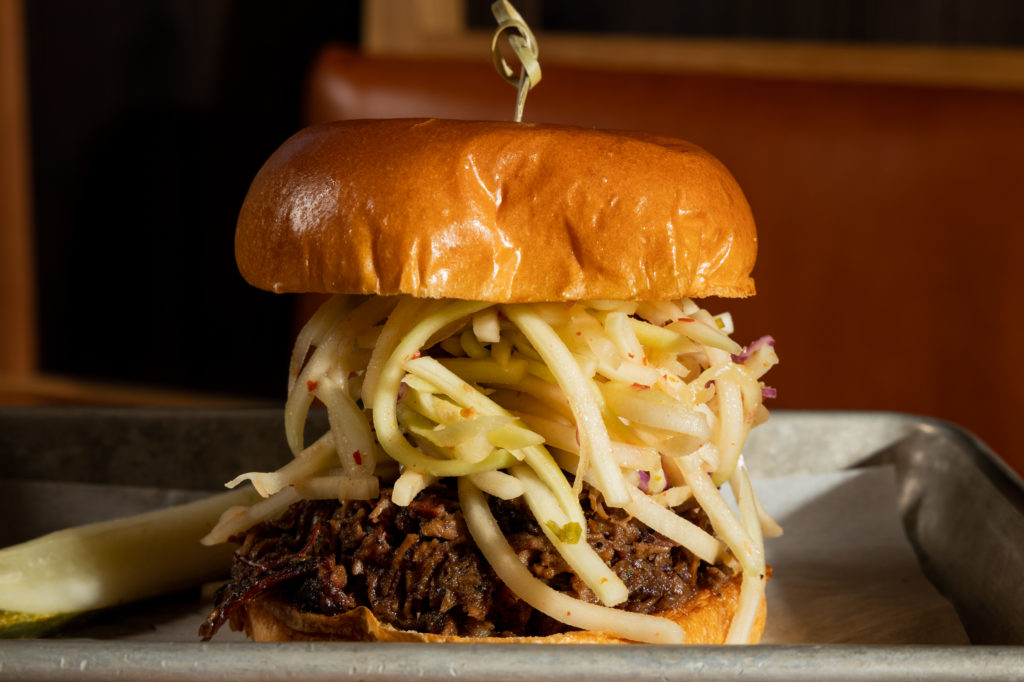 The Loro Brisket Sandwich brings together the best of Aaron Franklin's barbecue and Tyler Cole's signature Asian flavors. (Photo by Anastacia Uriegas)
