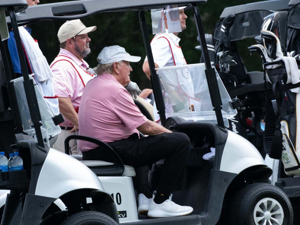 Jack Nicklaus will tell you he can't even shoot his age (82) anymore. But the fans still love to have him out there. (Photo by F. Carter Smith)