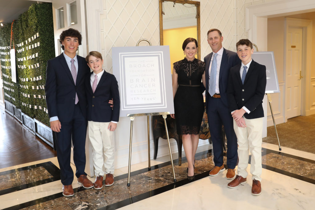 Parker Broach, Oliver Broach, Jamie Broach Byrd, Jeff Byrd, Harrison Broach at the Broach Foundation dinner. (Photo by Priscilla Dickson)