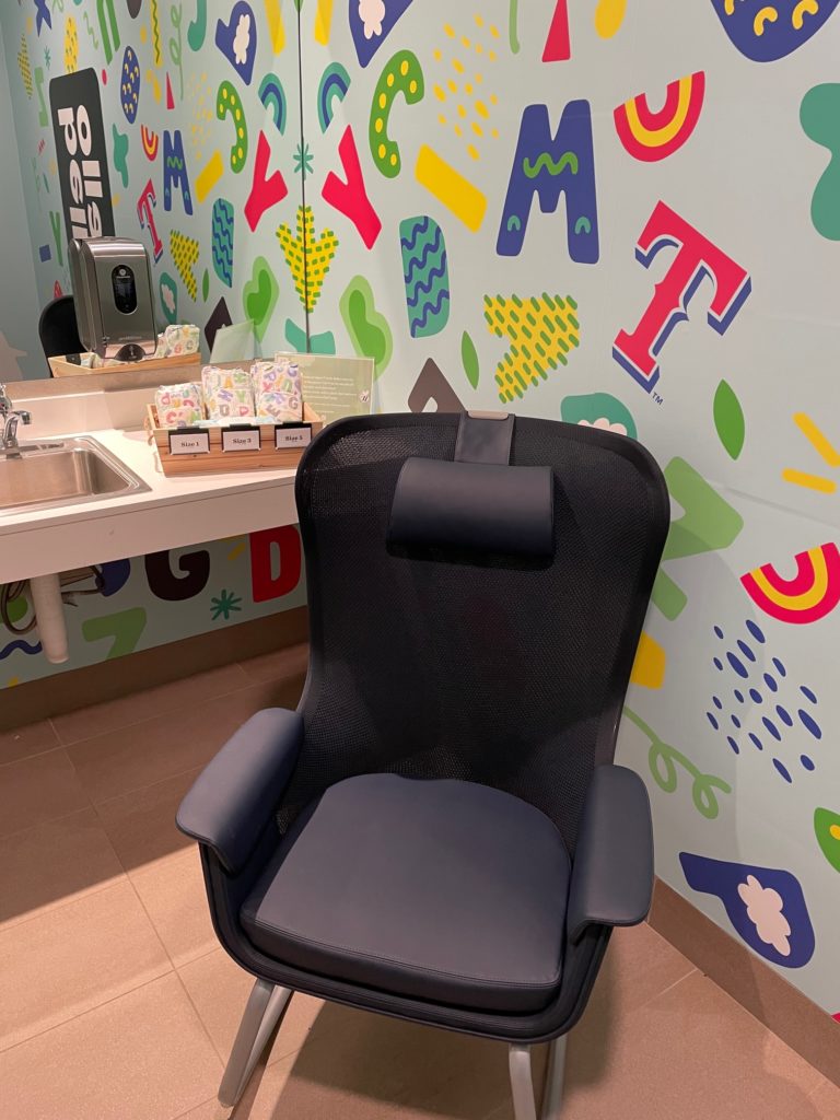 Globe Life makes space for calm feedings and sanitary changings this season.