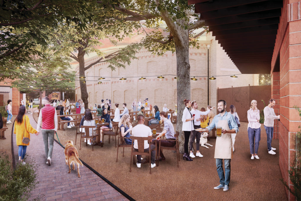 A rendering of the outdoor biergarten, an homage to German Hill Country. (Courtesy of Clayton Korte) (Photo by  Rahm Carrington and CJ Strehlow)