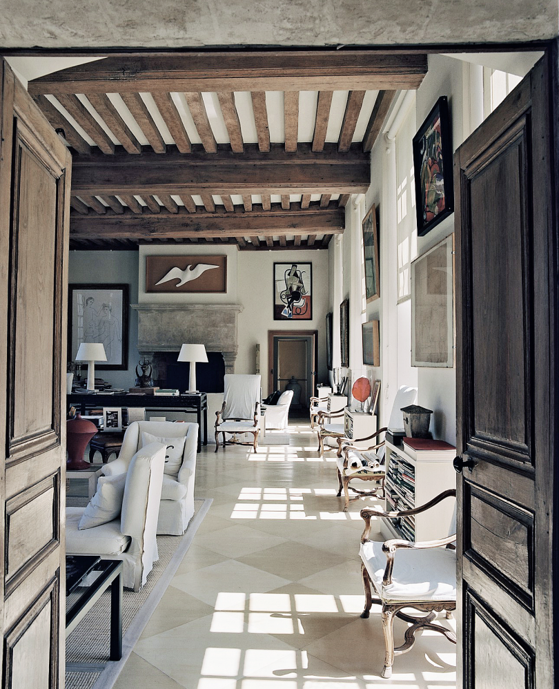 Grand Salon at Hubert de Givenchy's Chateau du Jonchet in the Loire Valley
