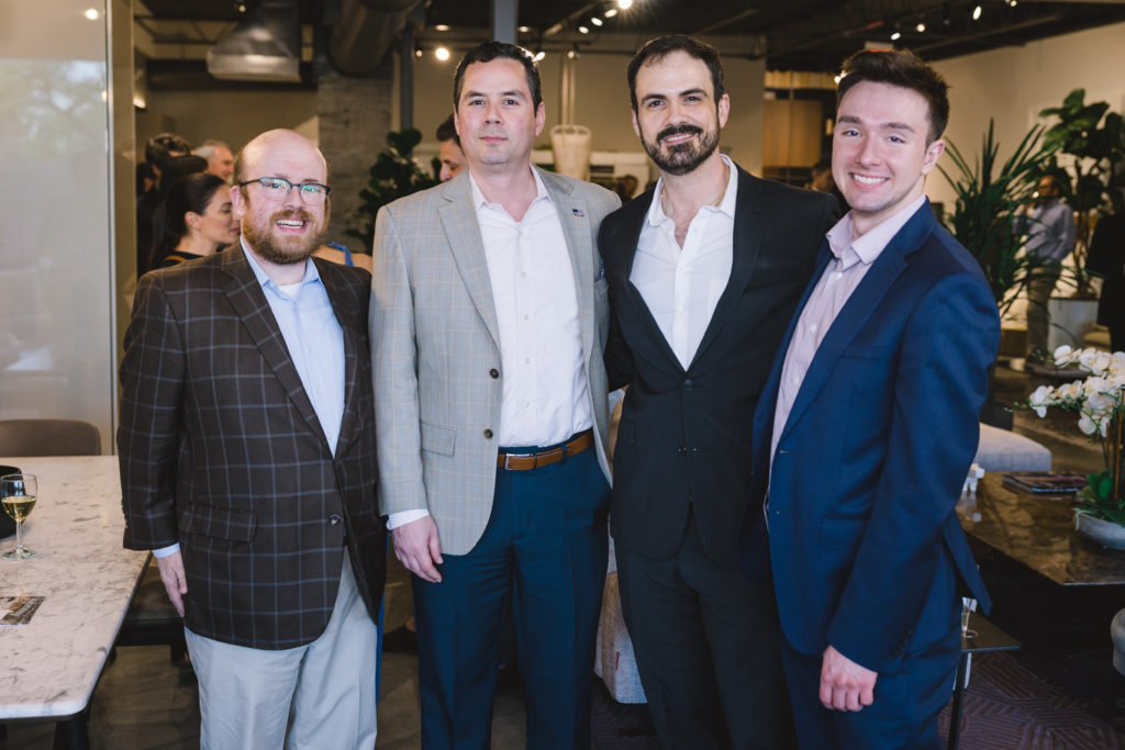 Shane Miller, Claudio Gutierrez, Trever Myers, William Strom at the kick-off for the CAMH Gala and Art Auction (Photo by Johnny Than) 