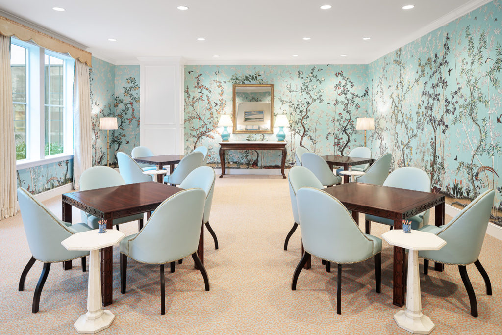 The card room at The Tradition Buffalo Speedway, independent living in Houston.