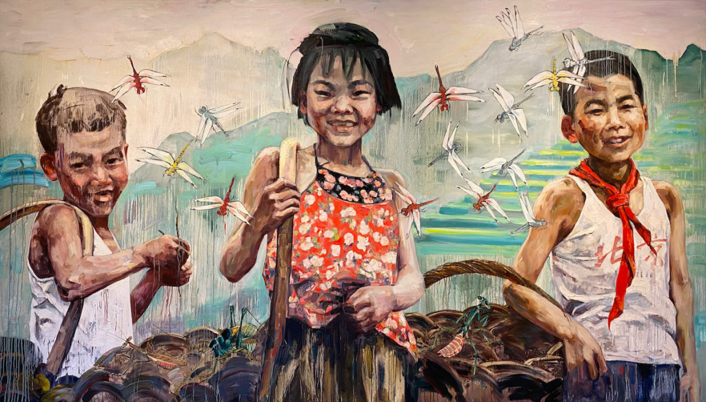 Hung Liu’s "Dragonflies," 2011, at Turner Carroll Gallery.