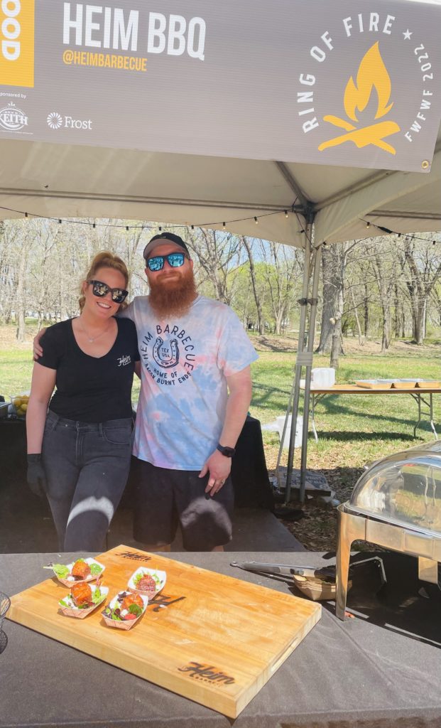 Emma and Travis Heim took a break from opening new restaurants to bring their burnt bacon end and strawberry salad. Photo by Courtney Dabney.