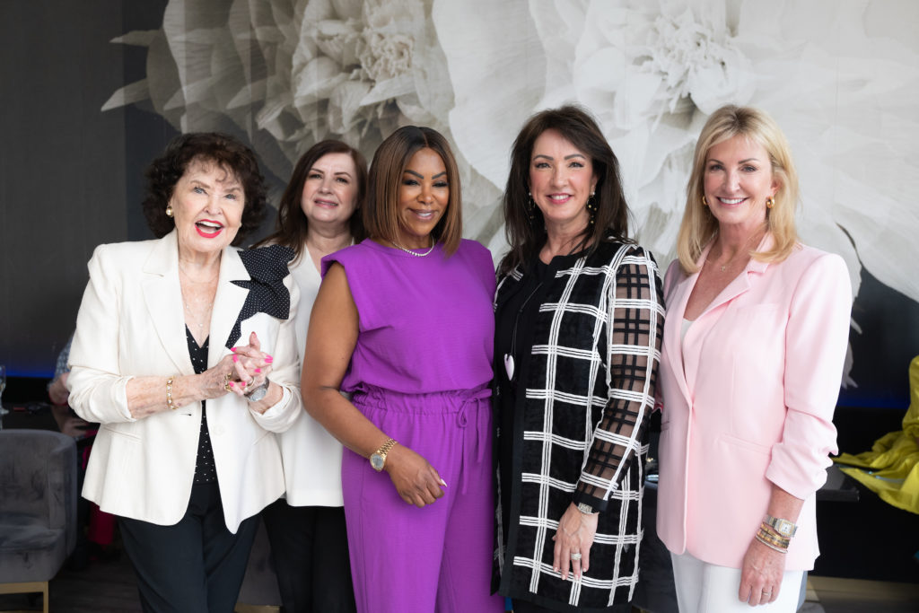Hostesses for the 11th annual Houston Sweethearts celebration tea Warner Roberts, Sylvia Forsythe, Deborah Duncan, Alicia Smith, and Kim Moody (Photo by Daniel Ortiz)