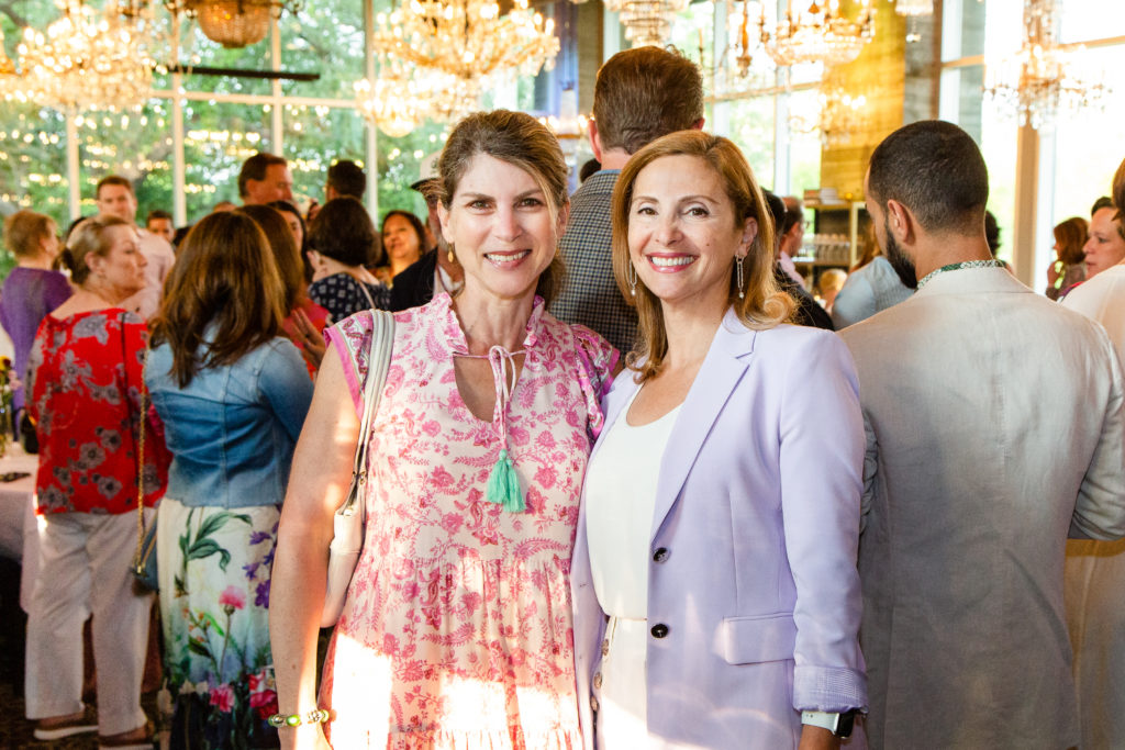 Liliane Haddad, Hadia Mawlaw at the Buffalo Bayou Partnership Cocktails in Bloom fundraiser at Flora (Photo by Lawrence Elizabeth Knox)