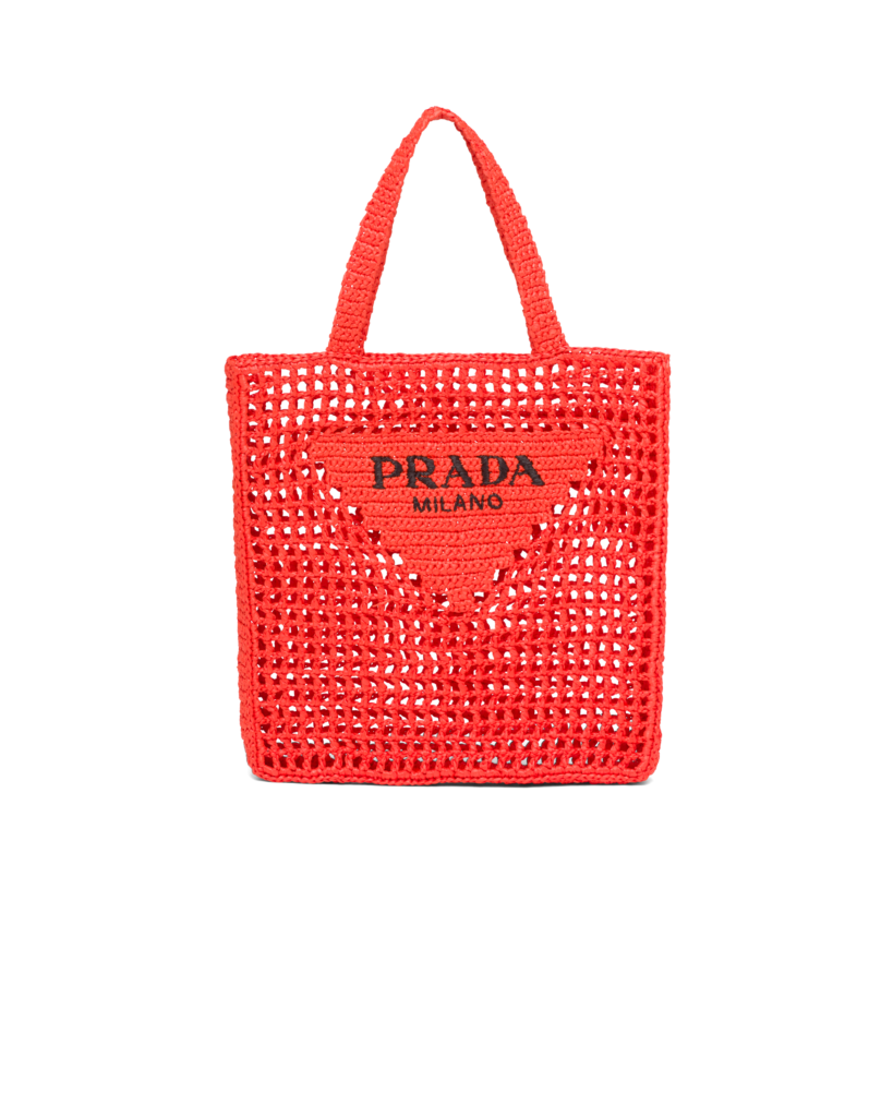 Prada raffia red tote bag, $1,690, available at Neiman Marcus NorthPark and Prada.com
