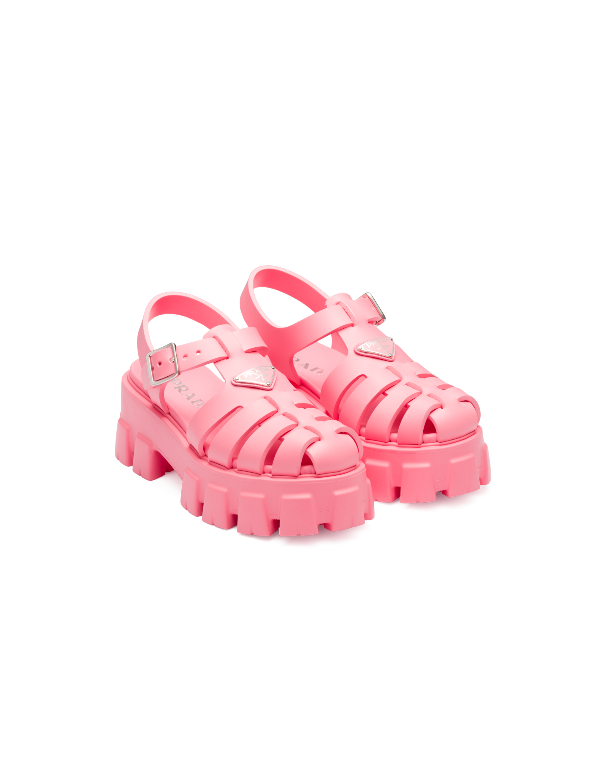 Prada foam rubber sandals in begonia pink, $690, available at Neiman Marcus NorthPark and Prada.com