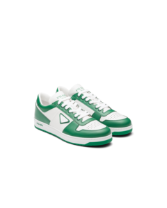 Prada Uomo downtown leather sneakers in green/white, $950, available at Neiman Marcus NorthPark