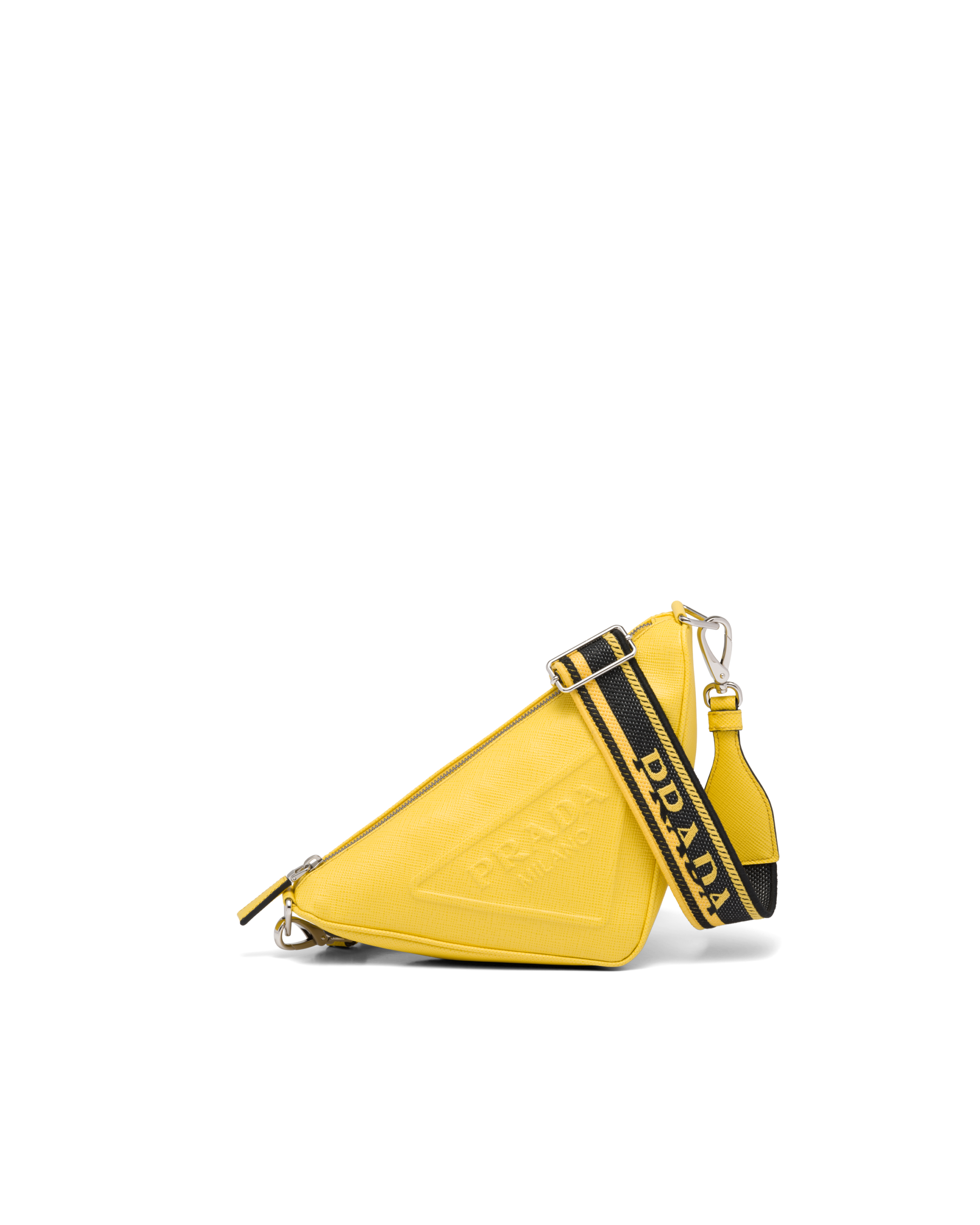 Saffiano Prada Triangle Bag in yellow, $2,450, available at Neiman Marcus NorthPark