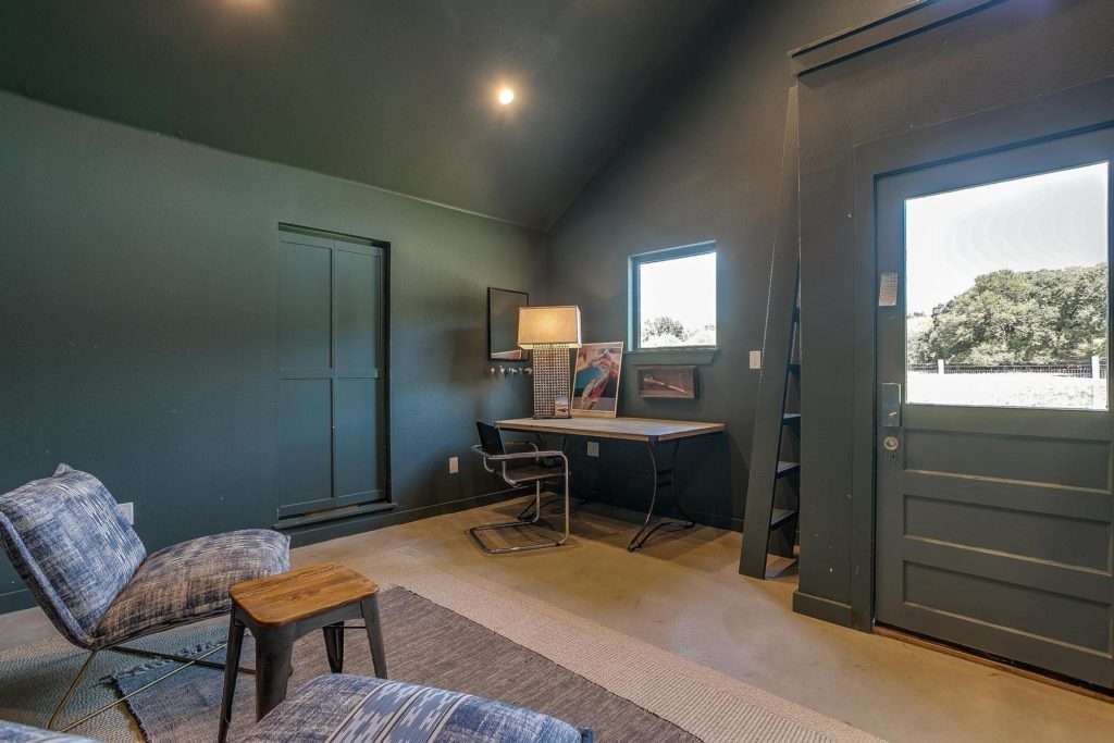 The completely separate office studio is perfect for work from home.