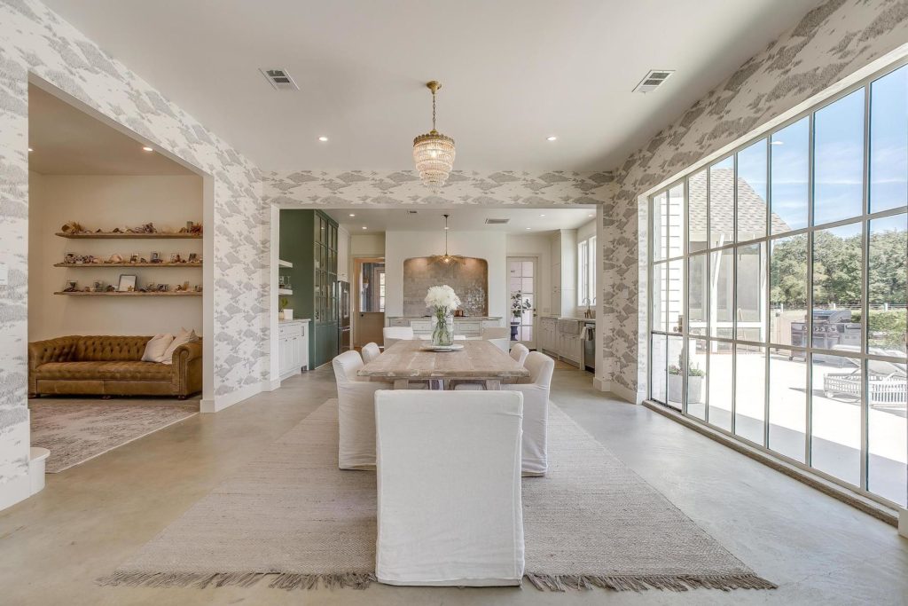 The linear layout of the main level in the primary house.