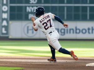 The Houston Astros defeated the Detroit Tigers 3-2 behind a home runs by Jose Altuve and a base-loaded walk by Kyle Tucker, scoring Michael Brantley at Minute Maid Park