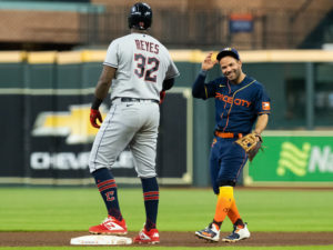 Houston Astros Luis Garcia lost to Tristan McKinzey and the Cleveland Guardians 6-1, Monday night May 23, 2022 at Minute Maid Park