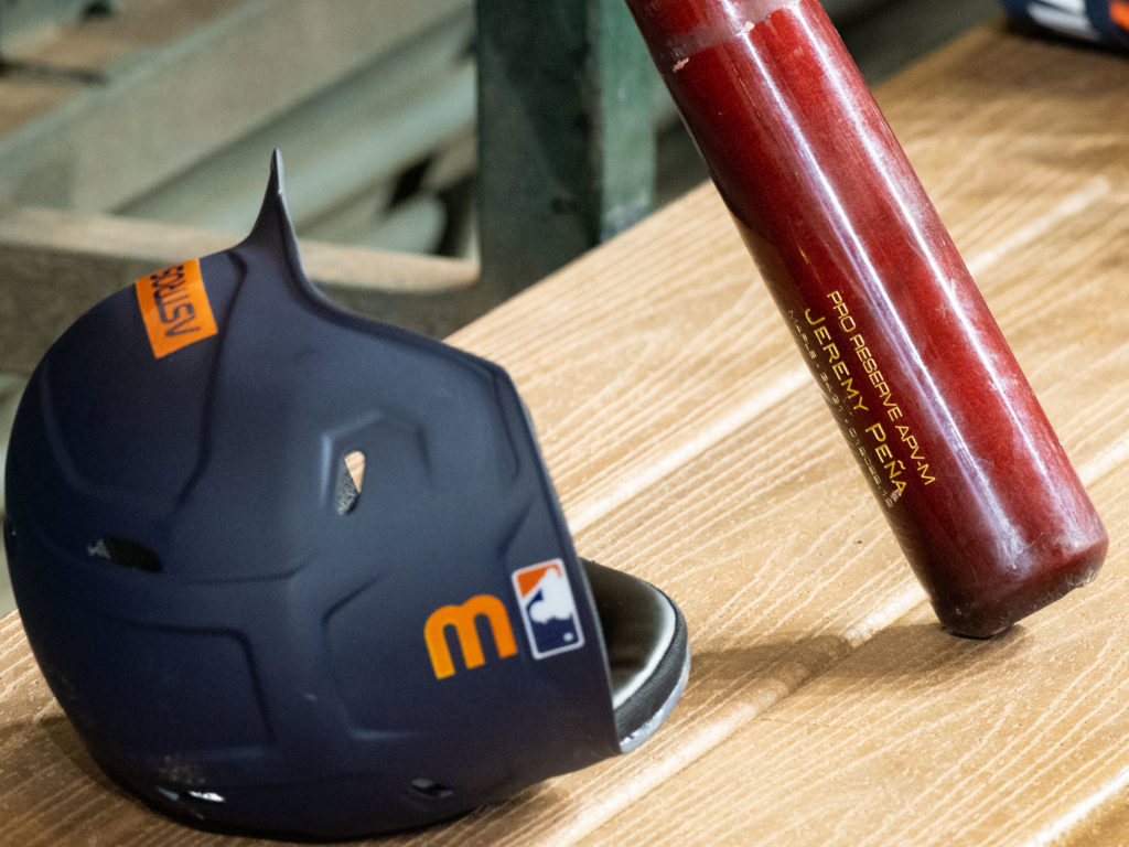 Jeremy Pena's distinctive maroon bats are already making an impression for the Astros. (Photo by F. Carter Smith)