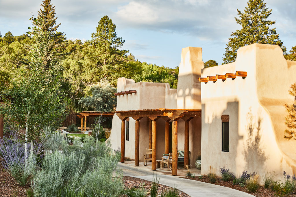 One of several public spaces on the grounds of Bishop's Lodge.  (Photo by Auberge Resorts Collection)