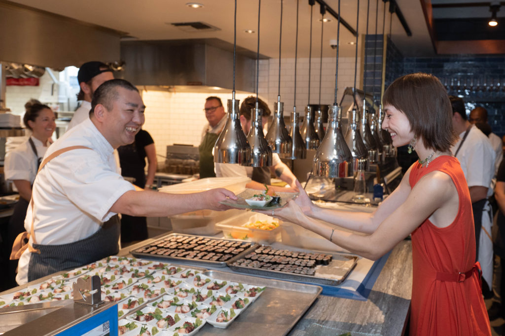 Kata Robata chef Hori Horiuchi with Houston Ballet soloist Mackenzie Richter during the 'Raising the Barre' fundraiser at Bludorn (Photo by Wilson Parish)