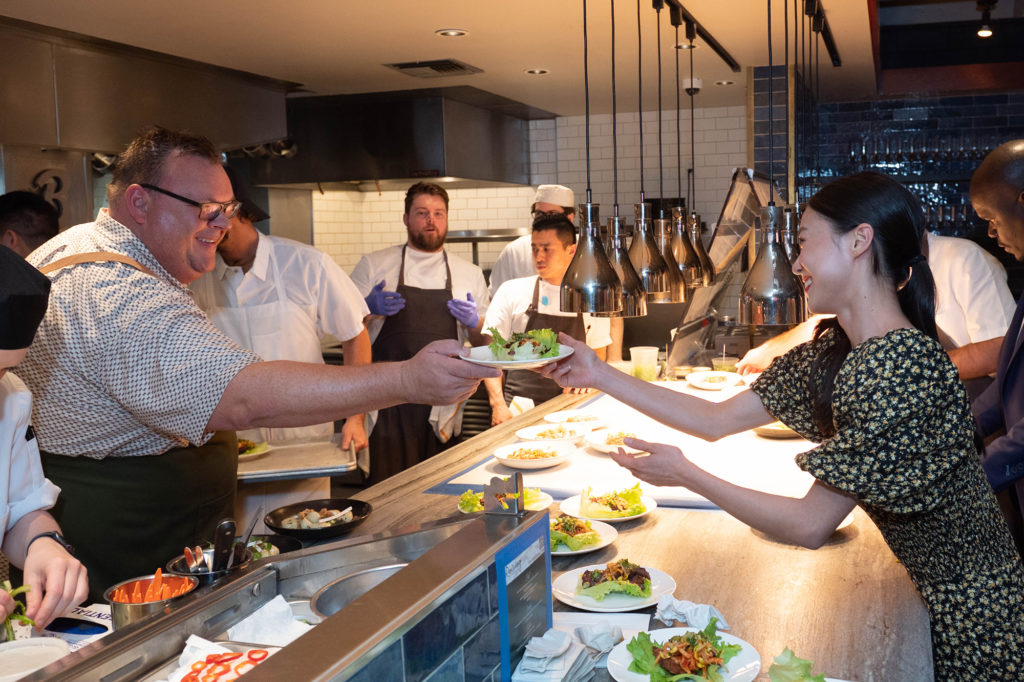 Underbelly's Chris Shepherd, Houston ballet's demi soloist Chae Eun Yang working it at Houston Ballet's 'Raising the Barre' at Bludorn (Photo by Wilson Parish)