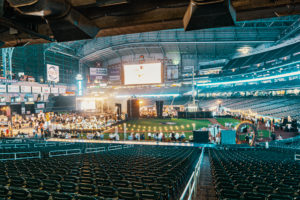The view of the Cattle Baron’s Ball from third base in Minute Maid Park.
