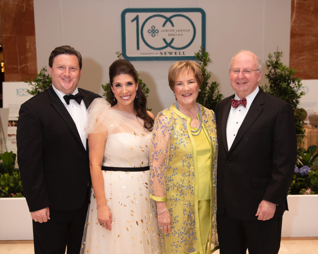 Heath Cheek, Junior League of Dallas Centennial Co-chair Andrea Cheek, Junior League of Dallas Centennial Co-chair Margo Goodwin and Bill Goodwin (Photo by Tamytha Cameron and Celeste Cass)